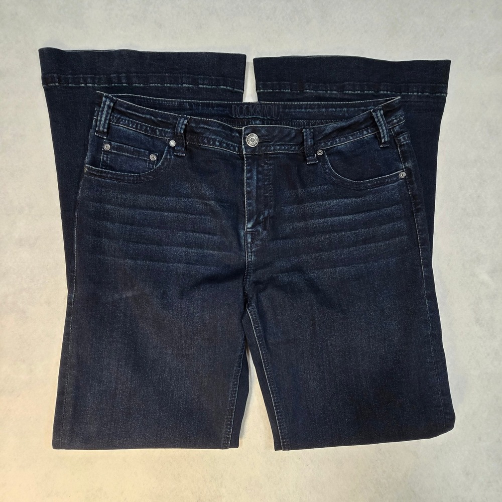 Rock & Roll Cowgirl Mid Rise Trouser Jeans Dark Wash W8M4164 33x34 Womens